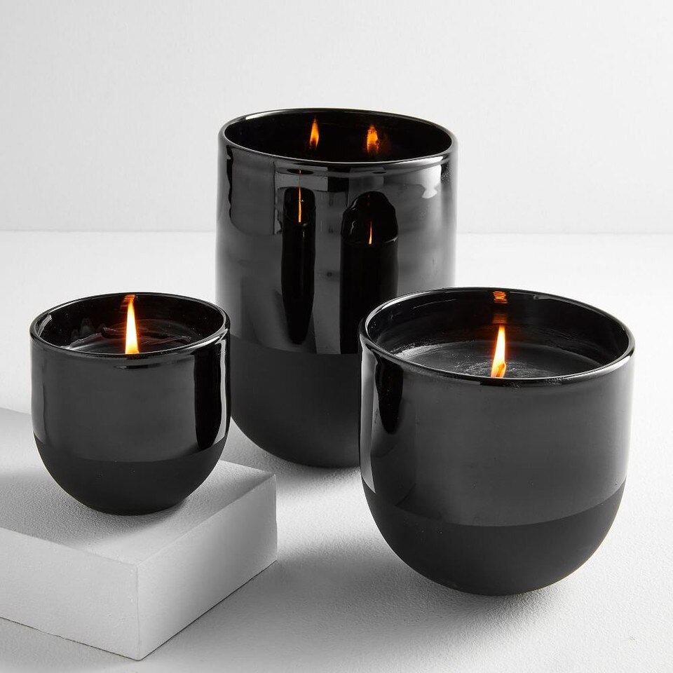 TwoToned Black Glass Candles Cedarwood Moss West Elm UK